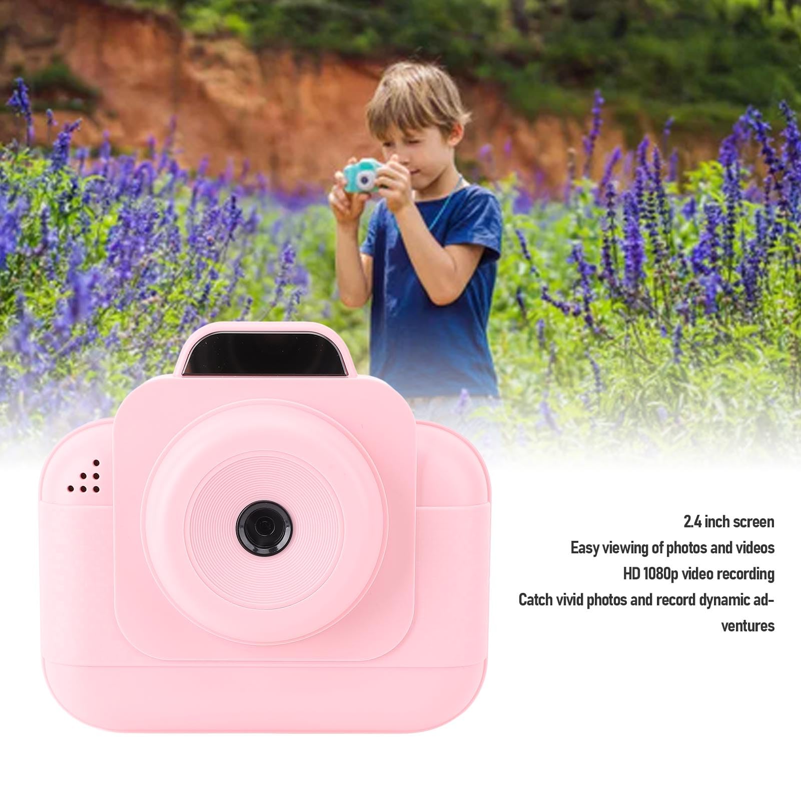 Sofortige Druck Kamera, 1080P HD-Sofort Bild Kamera mit 2,4 in Bildschirm & Thermo Druck, für Kinder Kreative Fotografie und Reisen (PINK)