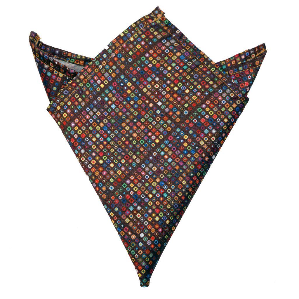 BLACKSMITH Men's Tiny Circles Printed Pocket Square (Brown) Weeding Marriage Groom Accessories for Blazer and Suit