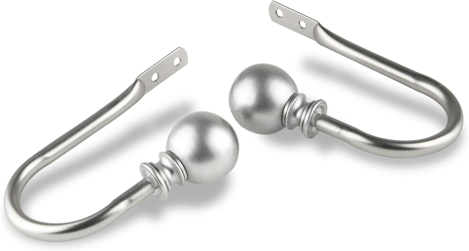 Rod Desyne Luna Finial Holdback, Satin Nickel, 1 Pair