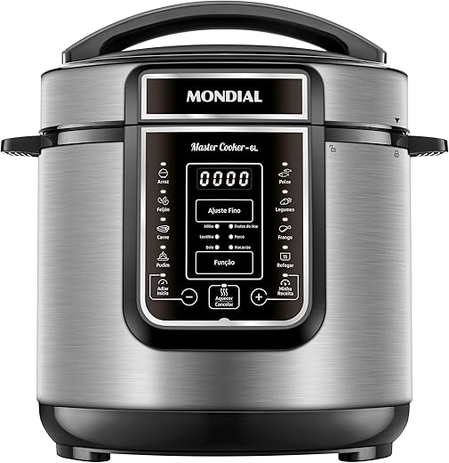 MONDIAL Panela de Pressão Elétrica Digital 6L, Preto/Inox, 1000W, 110V...