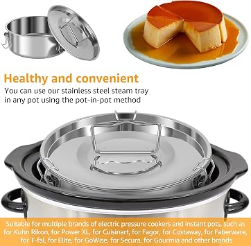 Flan Mold with Lid, Stainless Steel Flan Pan Mold with Handle, 1.5QT Large Capacity Flanera Flan Maker, Portable Round Cake Baking Flan Maker for Cheese Cake Chocolate Cupcake Pudding
