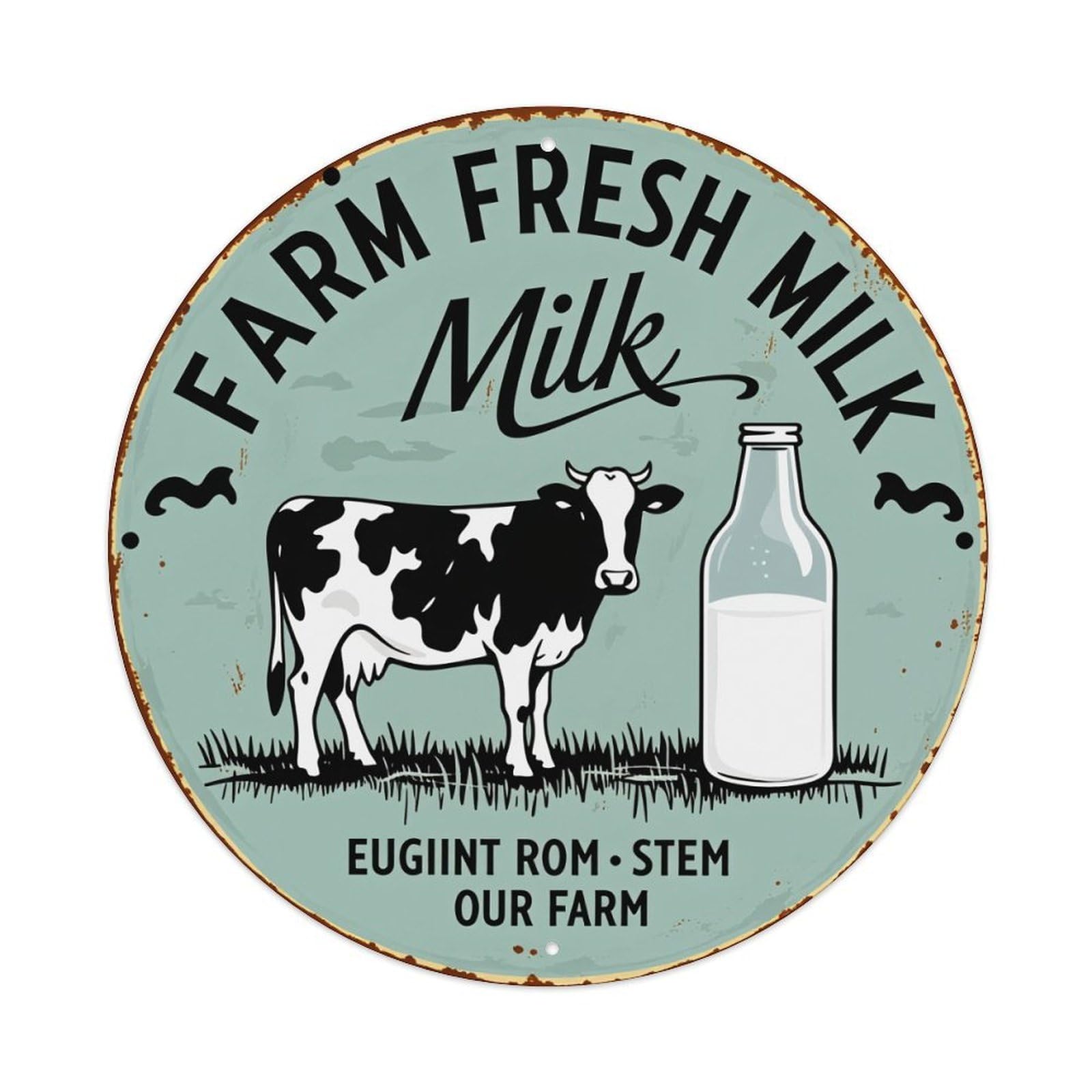 Farm Fresh Milk Cow Bottle Metal Tin Sign Vintage Garden Bedroom Cafe Bar Man Cave Home Wall Decor Metal Poster 8x8 inches