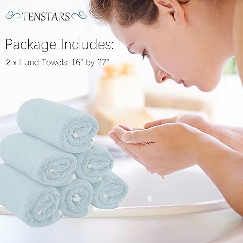 Miniatura 2 de TENSTARS - Toallas de mano para baño con dobladillo de seda, secado rápido, toalla absorbente de microfibra ultrasuave para baño, fitness, gimnasio,