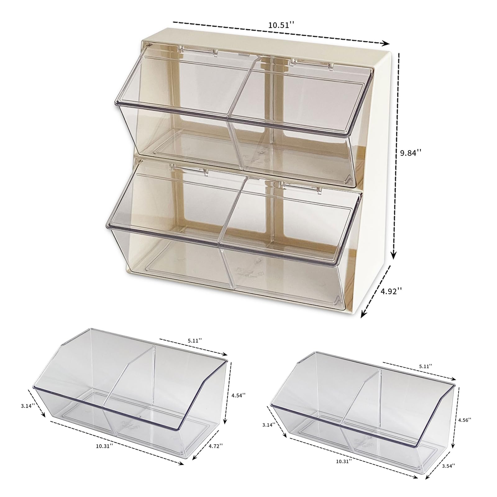 NINEWEEN Large Coffee and Tea Organizer with Lid, Plastic Creamer Holder for Coffee Bar, Coffee Accessories Storage Box for K Cups, Coffee Pod, Sugar Bags, Drinking Straw (White)