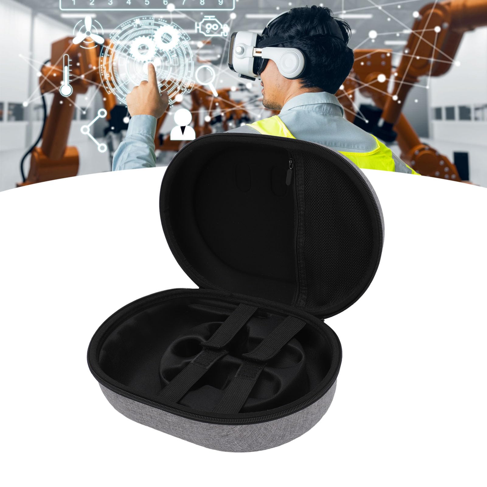 Custodia Rigida per Meta 3, Custodia Protettiva da Viaggio a Borsa Portatile per Cuffie VR, Custodia per Controller Touch con Doppia Cerniera, Assorbimento degli Urti