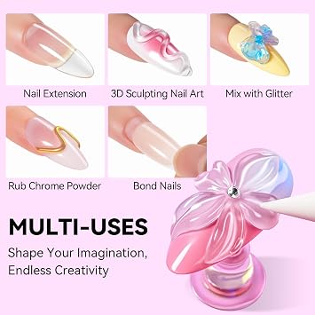 Makartt 3D Gel Nail Art, Clear Non-Sticky 4-in-1 Glux Gel