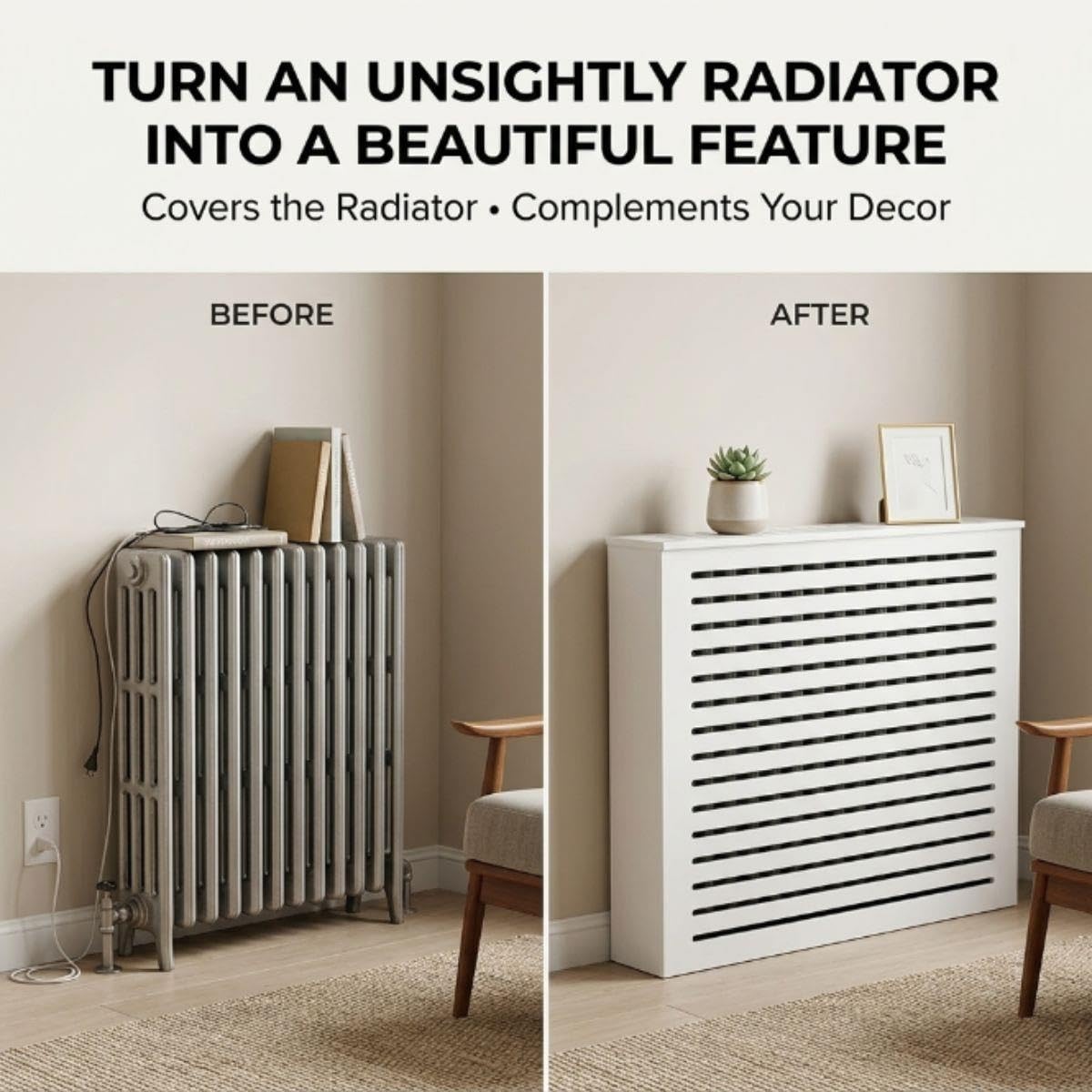 Cache Radiateur en MDF avec Lattes pour une Circulation d'Air Optimale