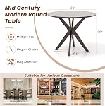 Giantex 36" Round Wood Dining Table, Farmhouse Kitchen Table with Intersecting Pedestal Base & Solid Rubber Wood Legs, Vintage Coffee Tables for Dinette, Small Spaces, Restaurant, Brown