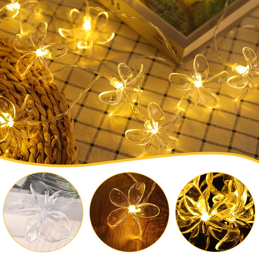 Cadena de Luces de Flores, 3 M 20 Guirnalda de luces LED de Cerezo,Funciona con Pilas,Impermeable Guirnalda de Flores,Guirnalda Luces Decorativas Interior Exterior para Jardín,Boda,Blanco Cálido