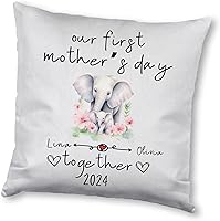 Vista 10 de Generic Elephant Matching for Mother's Day, Personalised Pillow Case Decor for Home, Present for Mom, Grandmother, for Her, Square