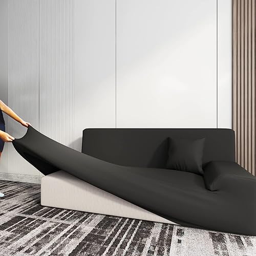 Miniatura 6 de JULAND Funda de sofá para sofá modular en forma de L, fundas de sofá de 2 piezas antideslizantes, sofá de 3 asientos + protector de muebles de 3