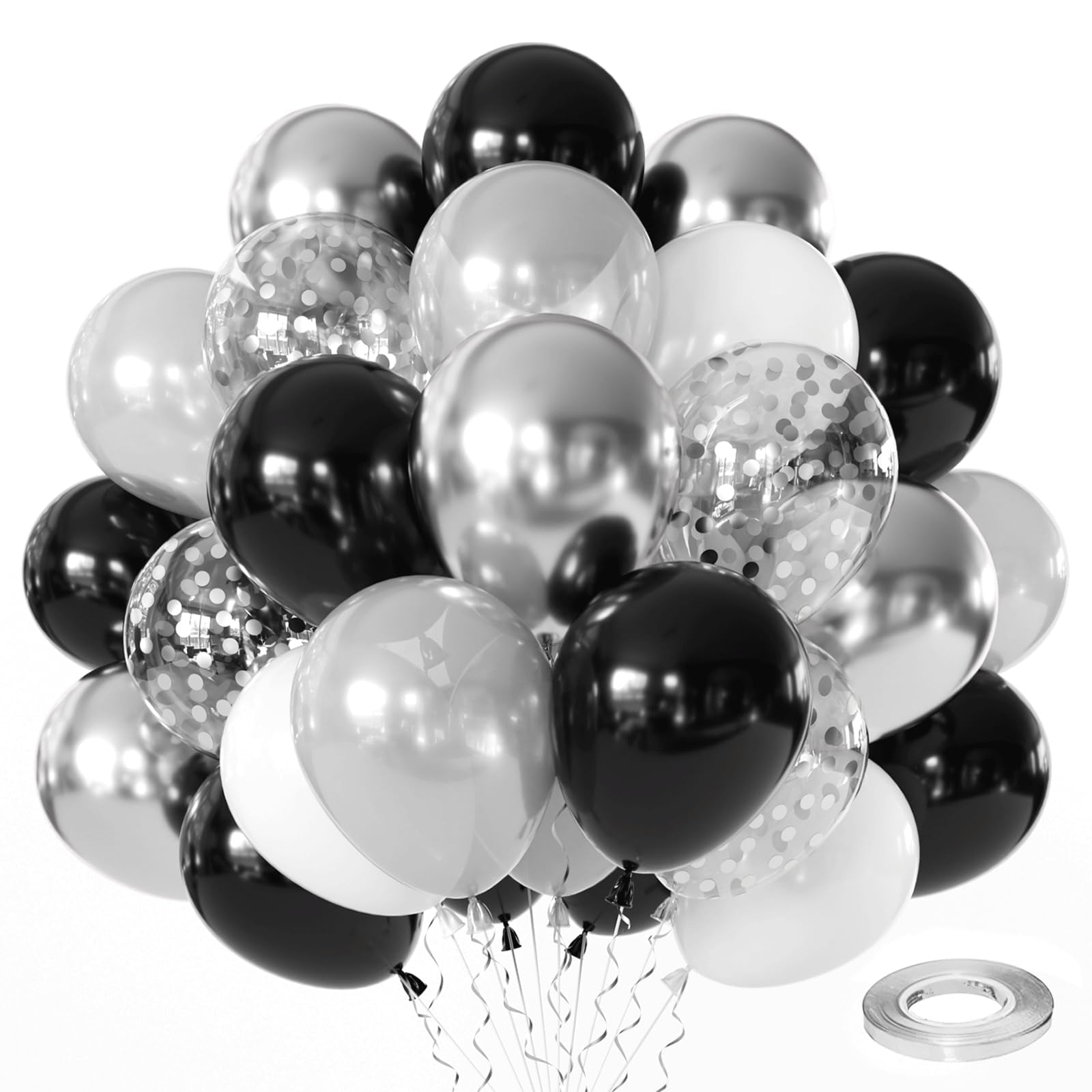 Black Gold Confetti Balloons - 50 Pack for Parties -13