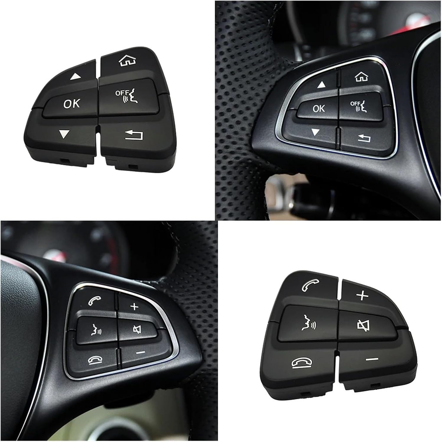 W205 W253 Car Steering Wheel Control Buttons Cover Fit for Benz C GLC Class 2016-2022 C180 C200 GLC300 Fit for AMG 0999050200 Steering Wheel Accessories(Black)