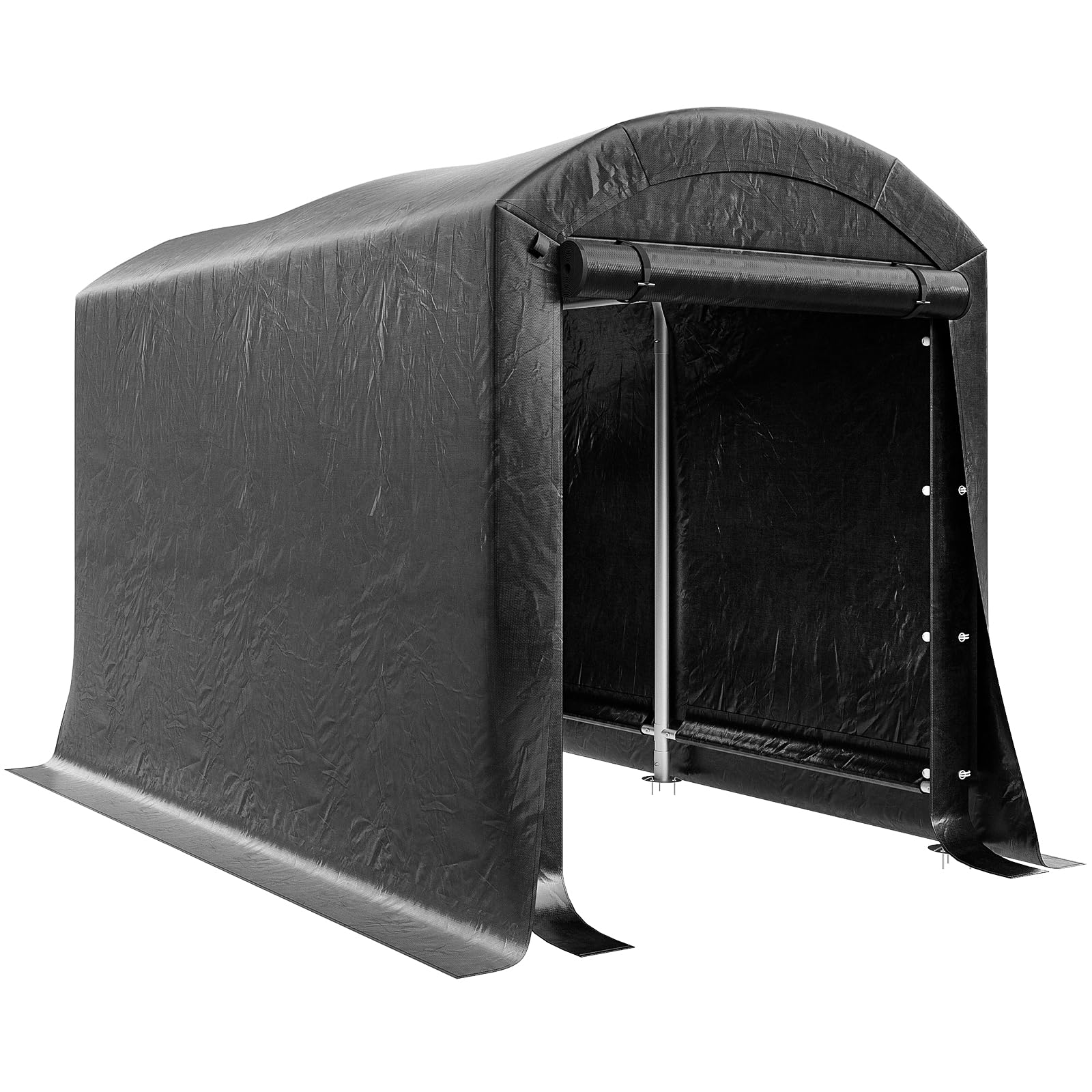 LARMNEE Fahrradunterstand, Gerätehaus, Garagenzelt, 182 x 120 x 165 cm Fahrradgarage, Carport Lagerzelt Gerätezelt für Gartengeräte Fahrräder, für Garage, Garten, Abstellraum, Schwarz EBK02ZX02