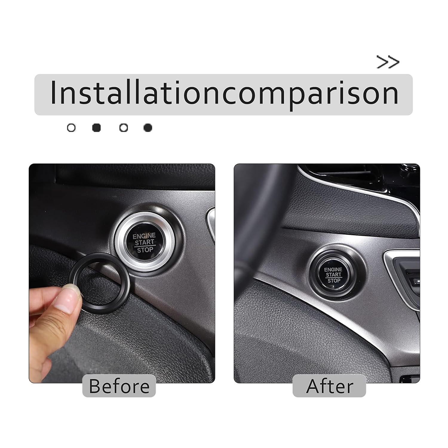 Engine Start Stop Switch Button Frame Trim for Honda Pilot 2016-2022/ Ridgeline 2017-2023/ Passport 2019-2023, ABS Material Start Stop Push Button Ring Sticker (Matte Black)