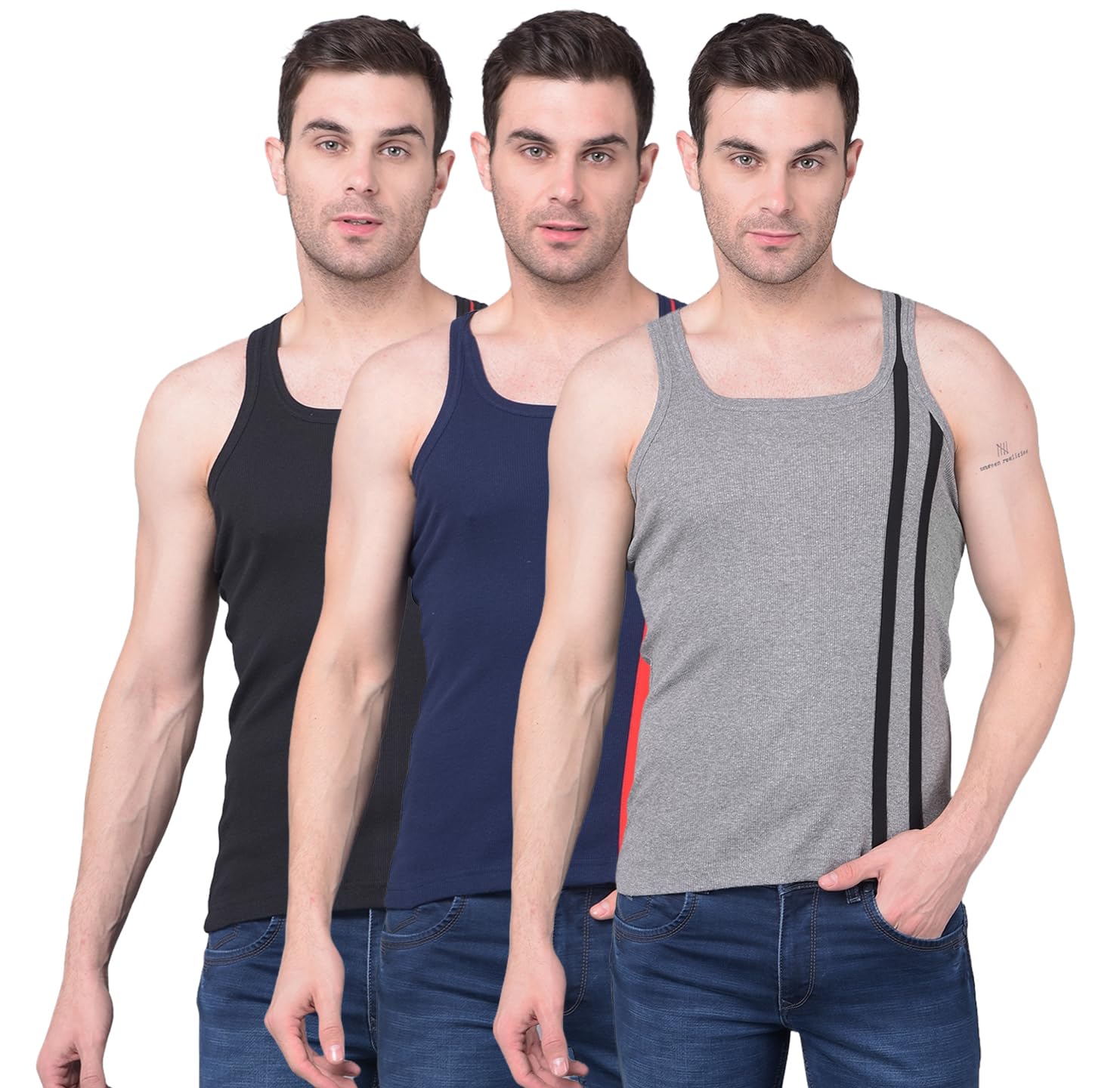 Men's Solid Cotton Gym Vest (Colour May Vary)-image-46