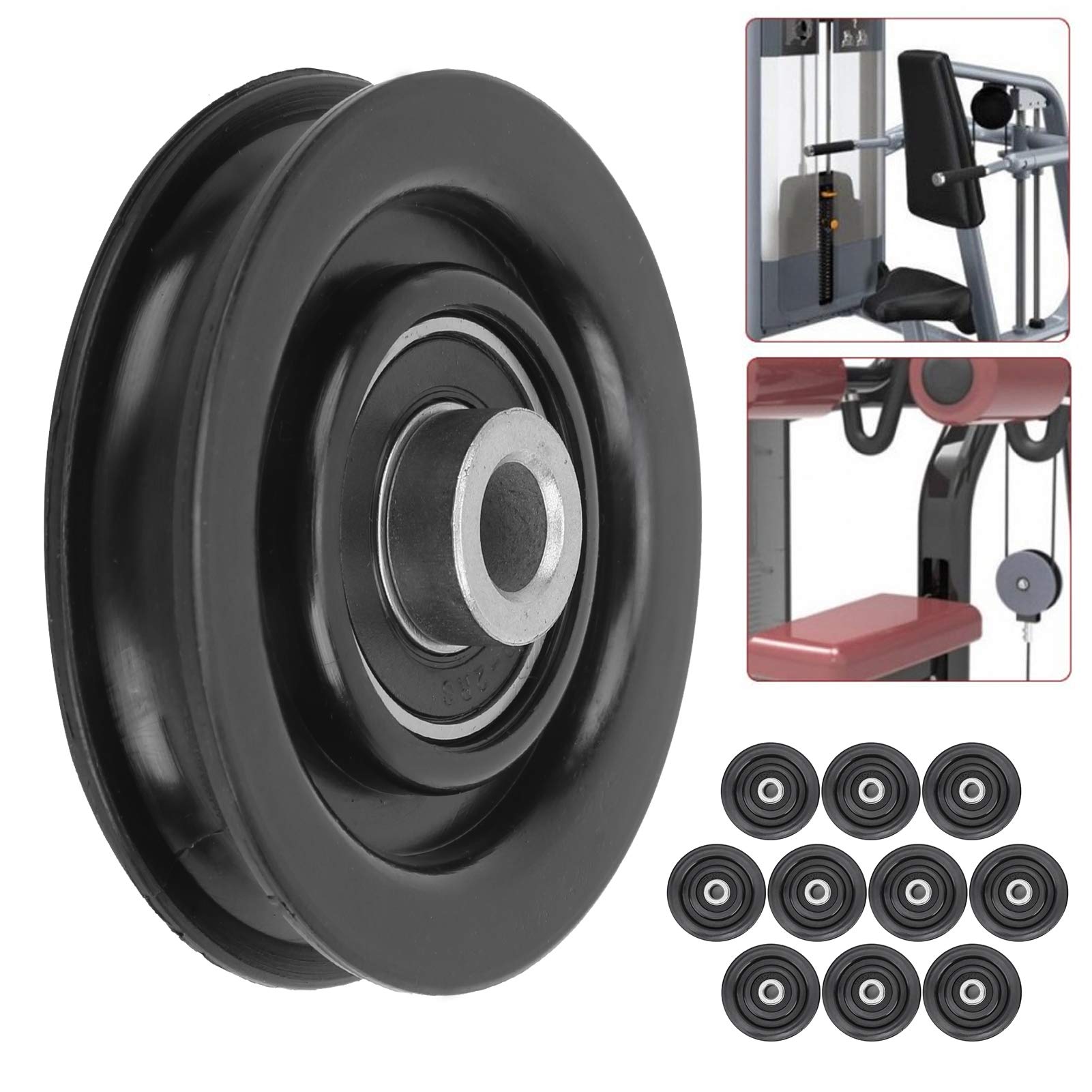 DAUERHAFT 10 Pz Nylon Palestra Cavo Puleggia , Diametro Esterno 75mm / 90mm , Rotazione di 360 Gradi Ruota di Trazione Puleggia Cavo Macchina Attacco , per Il Fitness(75mm)