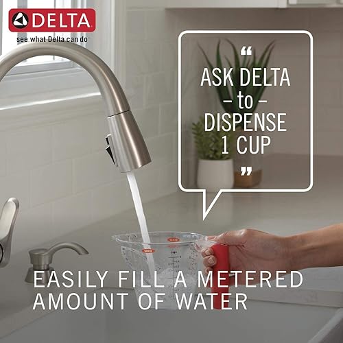 Miniatura 3 de DELTA FAUCET Essa - Grifo para cocina con tecnología VoiceIQ, monocontrol con rociador extendible, activado por voz con Alexa y Google Assistant,