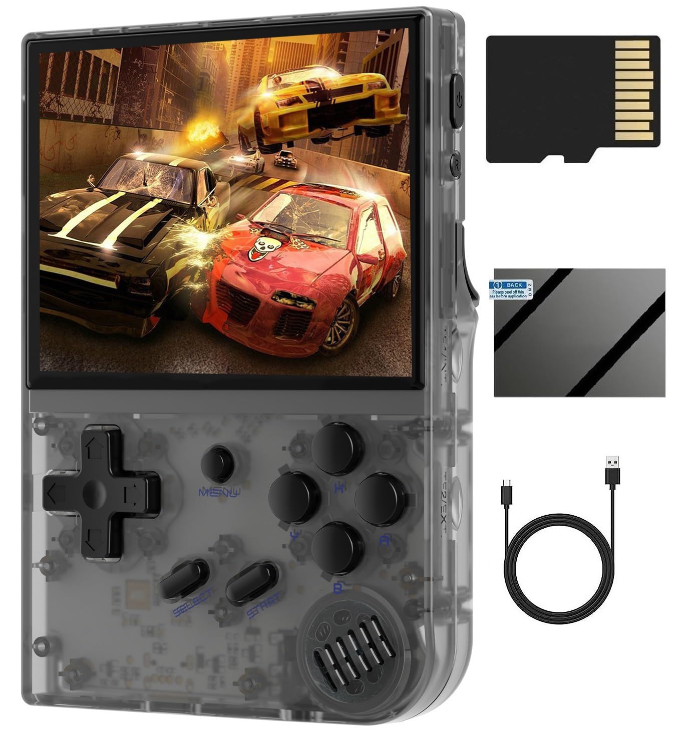 RG35XX - Consola de juegos de mano retro, pantalla IPS de 3.5 pulgadas, sistema Linux incorporado, tarjeta TF de 64 G, más de 5000 juegos (negro)