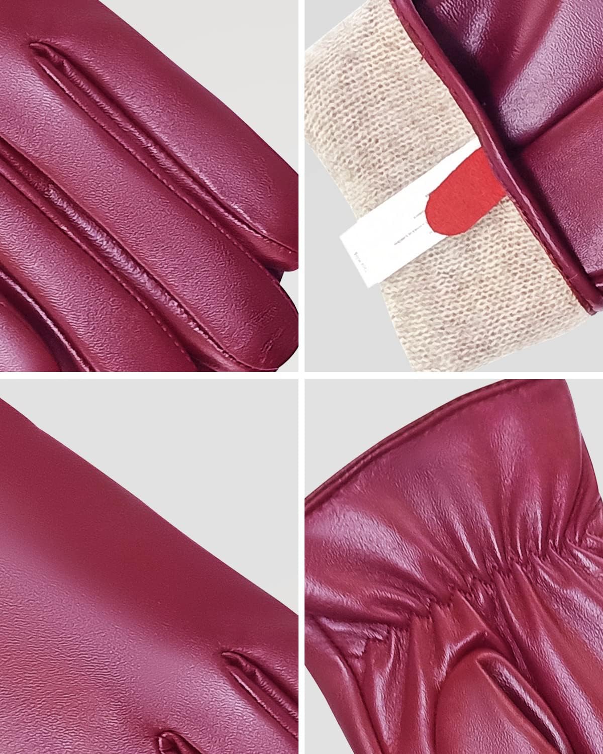 Winter Leather Gloves for Women, Cashmere Lined Touchscreen Gloves for Texting, Premium Soft Sheepskin Warm Glove - Image 6