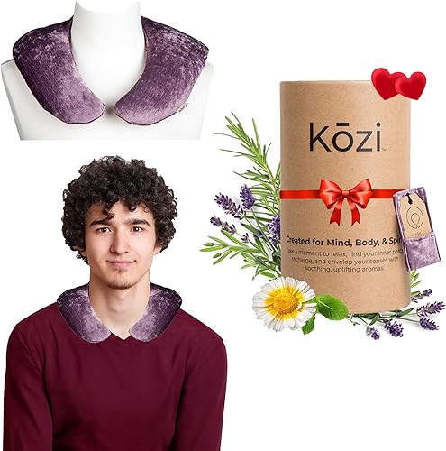 Kozi Envoltura de cuello ponderada para microondas  Almohada térmica para el cuello de aromaterapia a base de hierbas  Almohadilla térmica para el