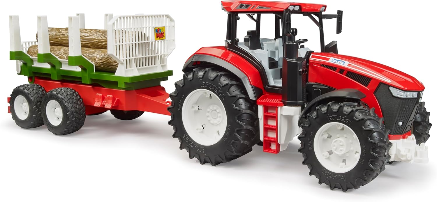 Bruder 03453 Roadmax Tractor with Trailer and 3 Logs