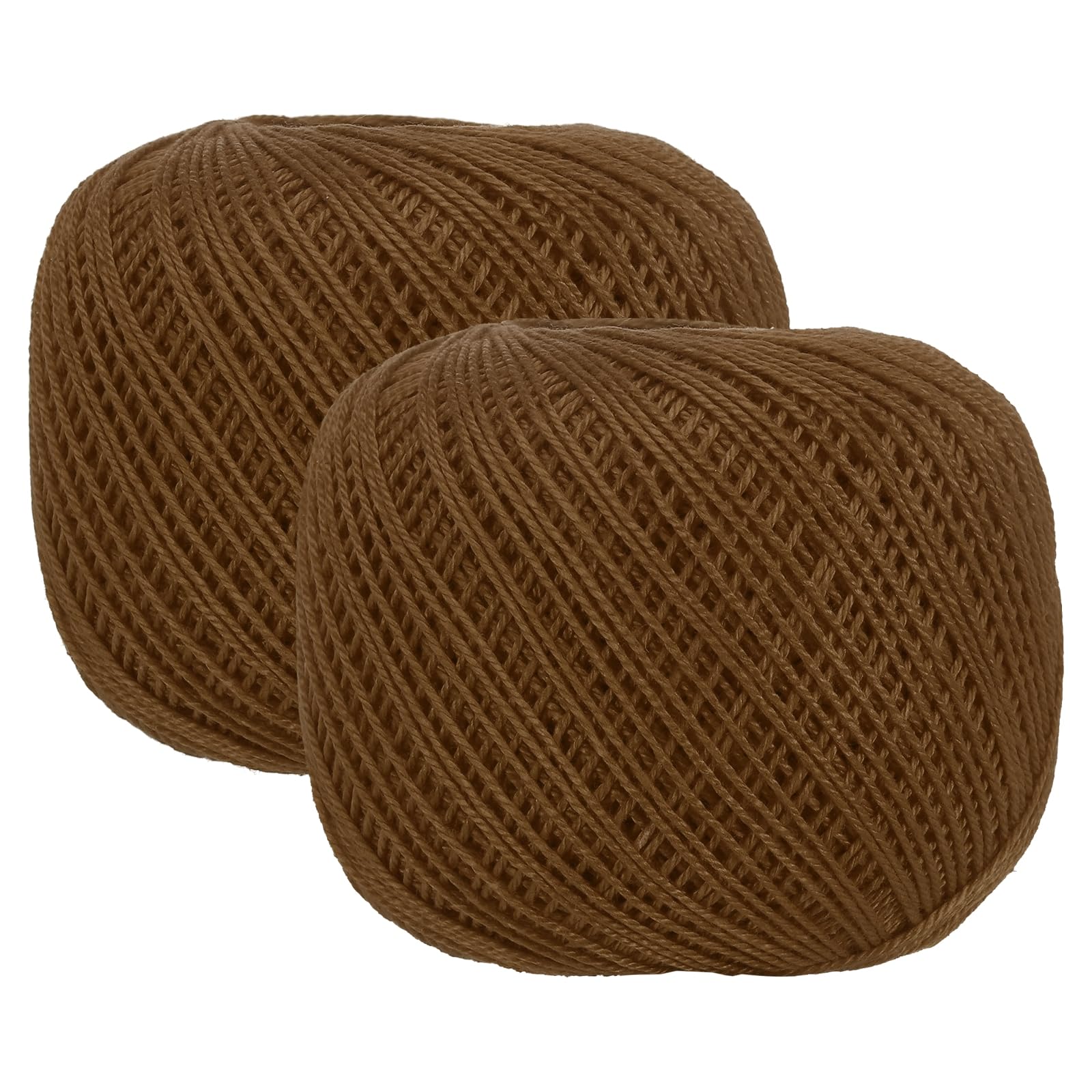 sourcing map 2 Rolls 164 Yards Size 3 Brown Pearl Cotton Crochet Thread Lace Weight Yarn Tatting Thread for Crocheting Knitting Embroidery Sewing