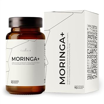 Organic Moringa Capsules 1000mg 100% Pure Moringa Leaf Powder Premium Quality Green Superfood Supplement Rich Botanical Source with Natural Plant-Based Ingredients 90 Capsules Made in USA