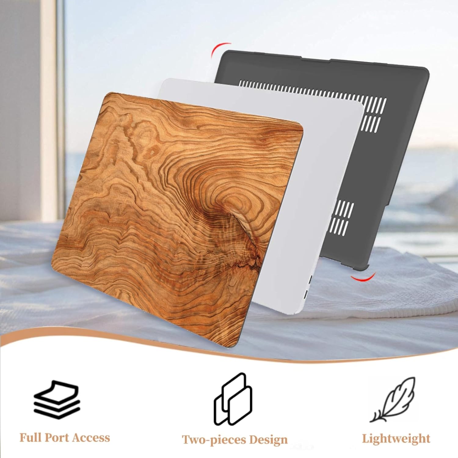 Case Compatible with MacBook Air 15 Inch 2025 2024 2023 Release M4 A3241 M3 A3114 A2941 M2 with Liquid Retina Display & Touch ID, Plastic Hard Laptop Shell & Keyboard Cover, Tan Wood Grain