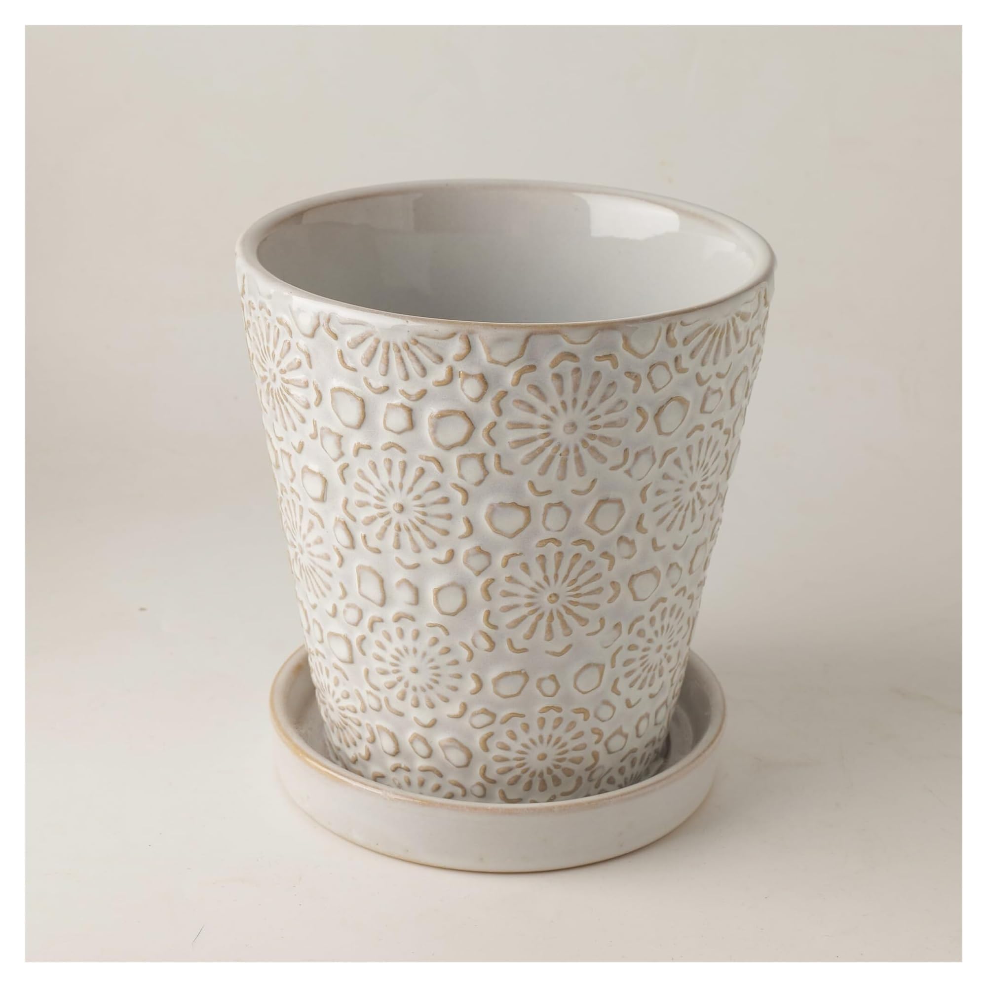 Donice ogrodowe Dekoracyjna ceramiczna doniczka z otworem drenażowym i spodkiem Nowoczesna donica na kwiaty ozdobne