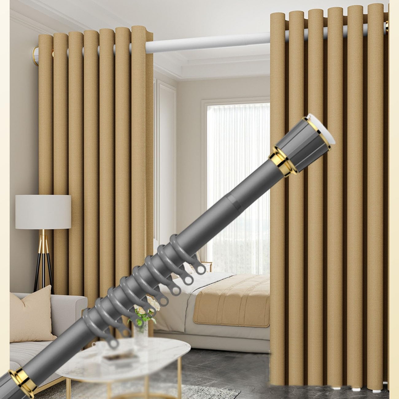 WQPMNYG AdjustableShower Rain RodNo Drill Extendable 1.62.5m (6398.4in) Teles Door & Outdoor PoleGray Perfect for Easy Installation and Versatile Use