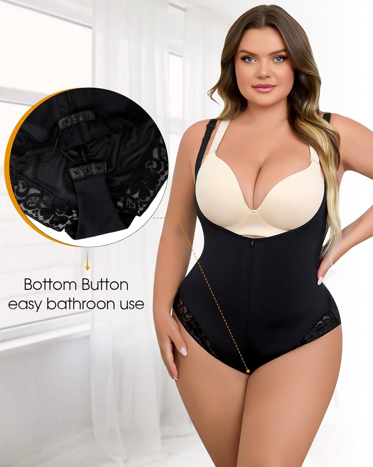 Plus Size Shapewear Bodysuits for Women Body Shaper with Invisible Zipper Seamless Bodysuit - Image 4