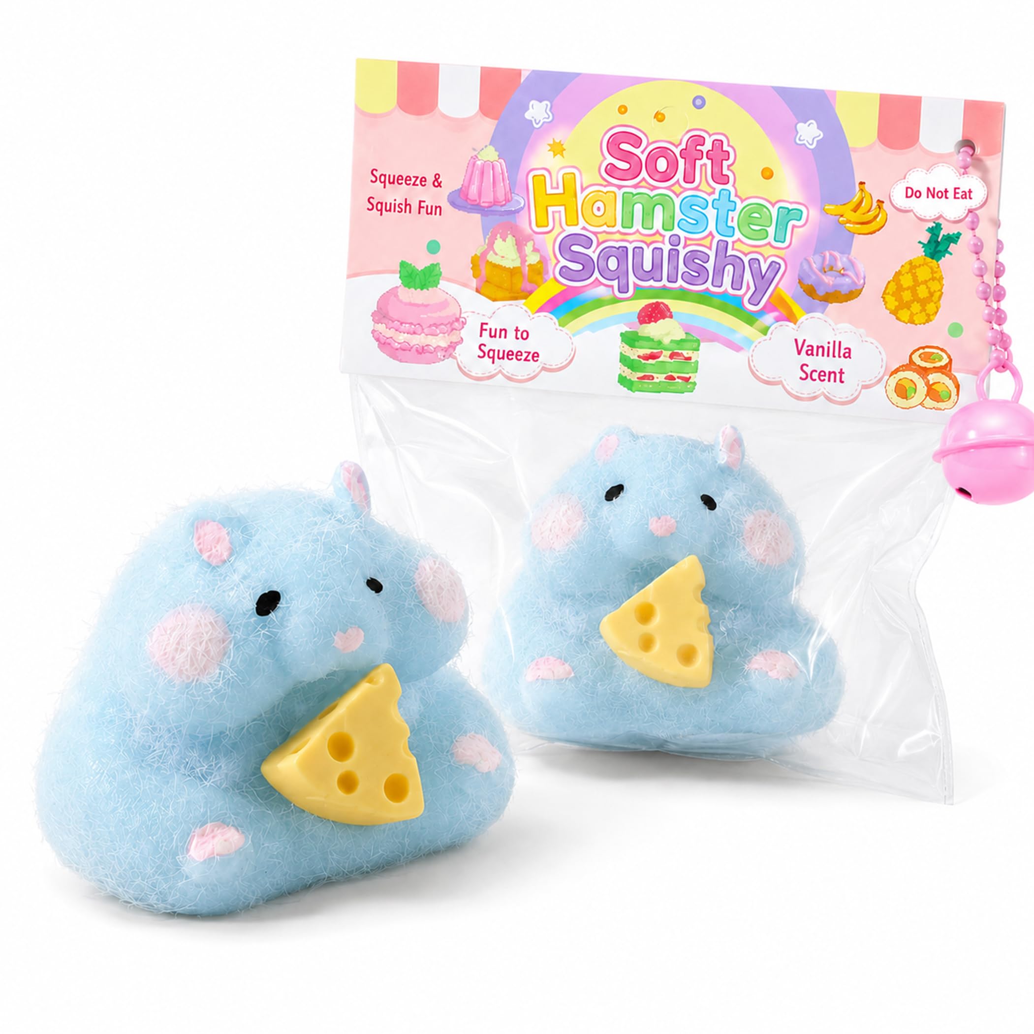 2027 New Cute Squeeze Hamster - Ultra Soft Silicone Hamster Squeeze Toy, Cute Stress Relief Squishy for Playing, Party, Alone (Blue)