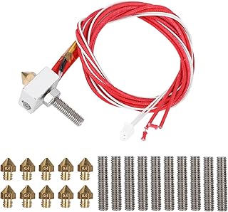 Egujiwa Nozzle Mk3S Hotend 12×11×2 3D Printer Extruder With Aluminum Heating Block 10Pcs Line Pipe 30Mm And 10Pcs 0.4Mm Nozzle