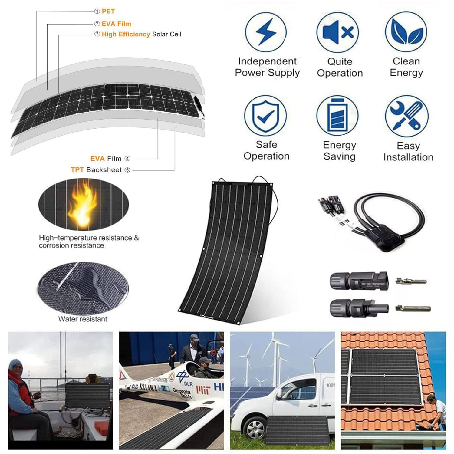 Pannelli Solari Domestici Da 200 W, 400 W E 800 W, Kit Di Pannelli Solari Monocristallini Flessibili, Kit Di Pannelli Solari Flessibili, Con Regolatore Di Carica Da 40 A,200W