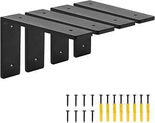 Picesa 6x4 Inch Heavy Duty L Shelf Brackets, Die-Cast Alloy Metal, Matte Black, 120 lbs Per Pair Capacity, Pack of 4 with Hardware