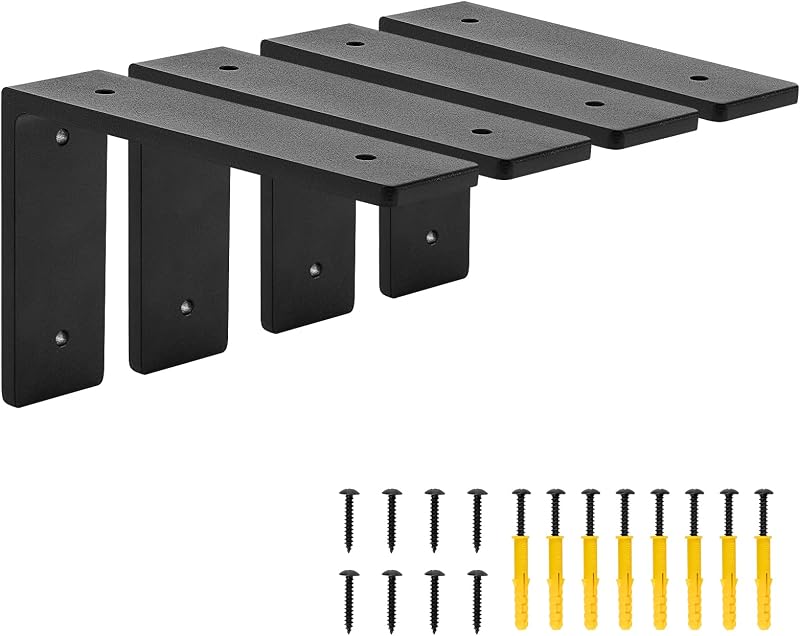 6"x 4"Shelf Brackets,L Shelf Brackets, die-cast Formation, Vertical Angle, Premium Alloy Metal Heavy Duty Shelf Bracket, high Strength Mounting Hardware Included, Corner Brace Joint,Pack of 4