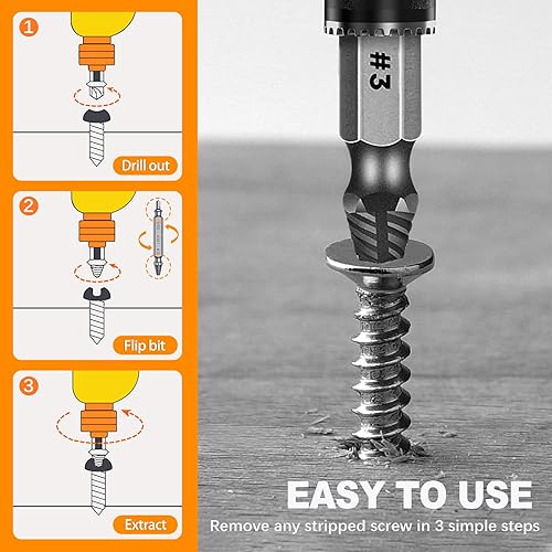 Miniatura 4 de Extractor de tornillos dañados para tornillos de cabeza pelada, tuercas y pernos, removedor de tornillos y extractor, elimina fácilmente los