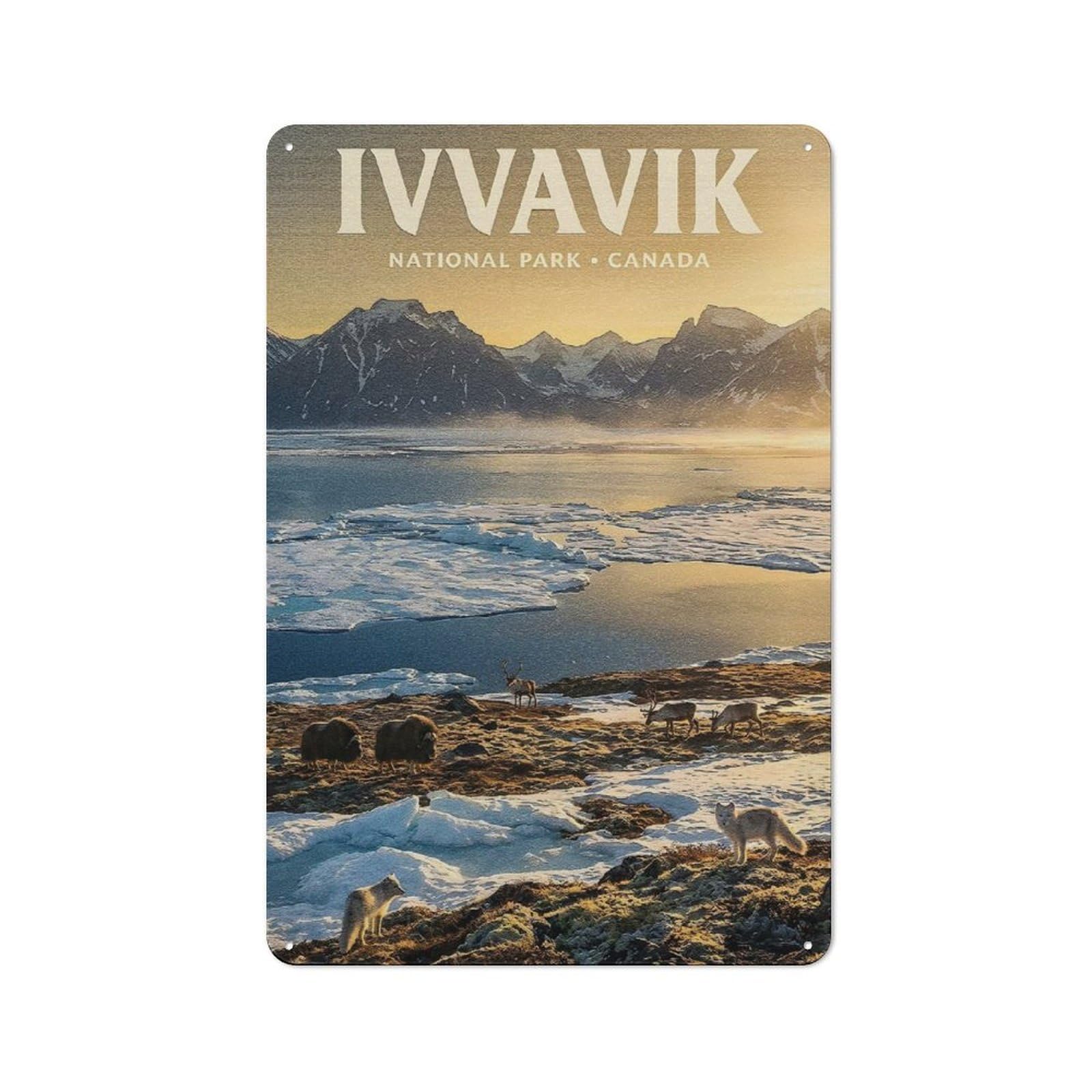 Junmoney Style Metal Wall Plaque With Ivvavik National Park Canada Landscape Design 30X20cm, Retro Room Wall Plaque For Home, Shop, Pub Or Studio Wall