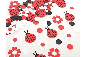 Ladybug Party Confetti - Ladybug Table Decorations, Red Black White Circle Ladybug...