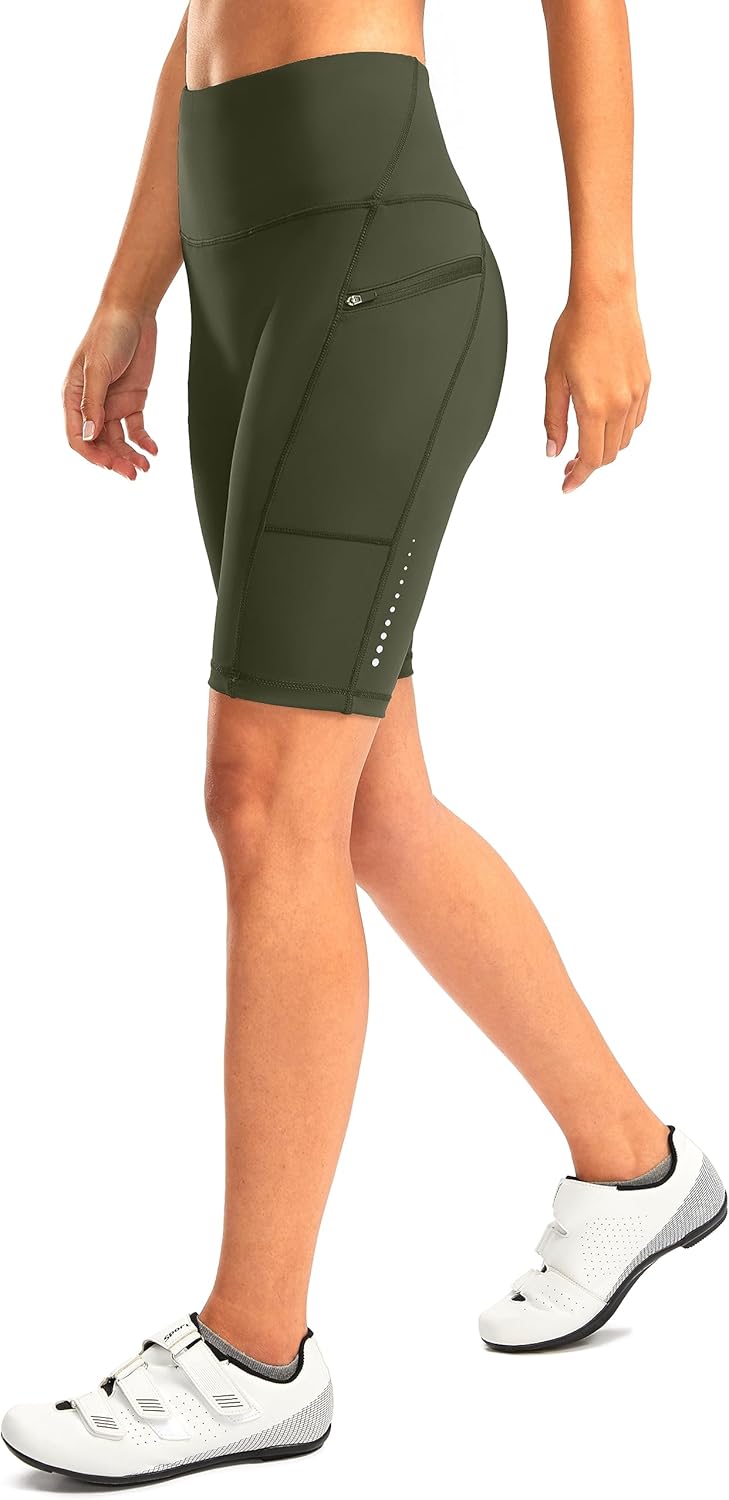 Bikewa Women's High Waisted Biker Shorts 8" Running Workout Tummy Control Bike Spandex Shorts for Women Zipper Pockets - Image 3