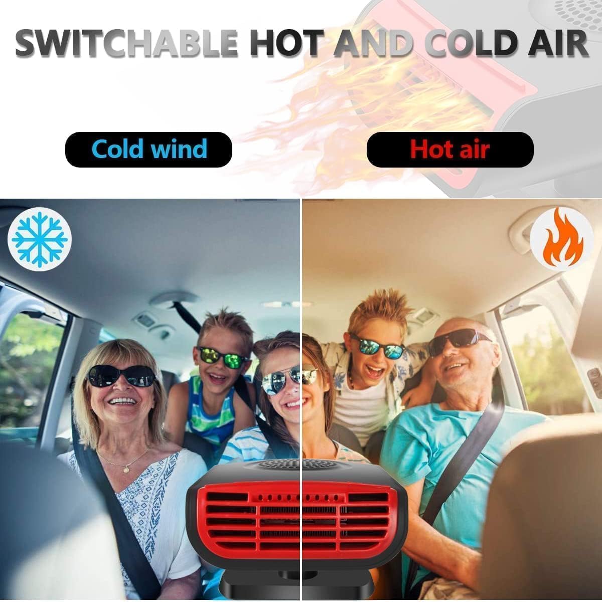 Portable Car Fan, 12V Auto Fan Anti-Fog That Plug into Cigarette Lighter for Car Defroster Windshield Fast Defogging, Suitable for Cars and SUV