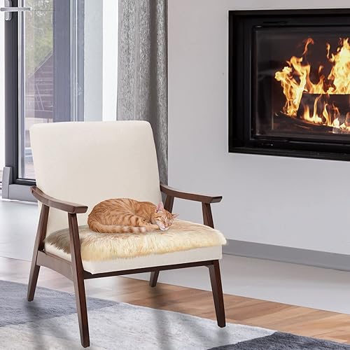 Miniatura 5 de Softlife - Funda para silla de piel de oveja sintética blanca 2 piezas, almohadilla de asiento súper suave, alfombras para sala de estar,