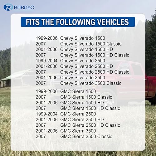Miniatura 3 de RARAYC Manija de puerta trasera y bisel cromados  Reemplazo para Chevy Silverado GMC Sierra 1500 2500 3500 1999-2007  Reemplaza# 15997911, 15228539,