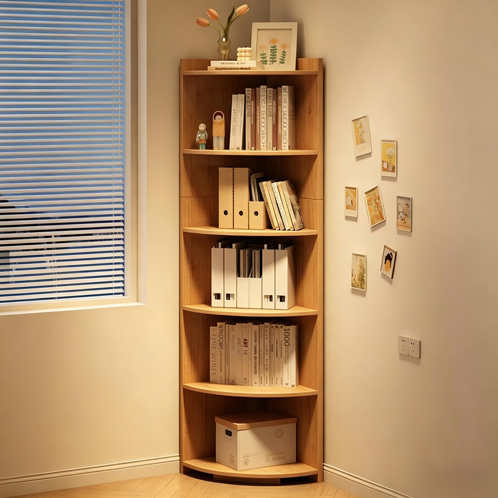 Boohelf - Scaffale angolare a 6 ripiani, salvaspazio, ideale per soggiorno, camera da letto o ufficio