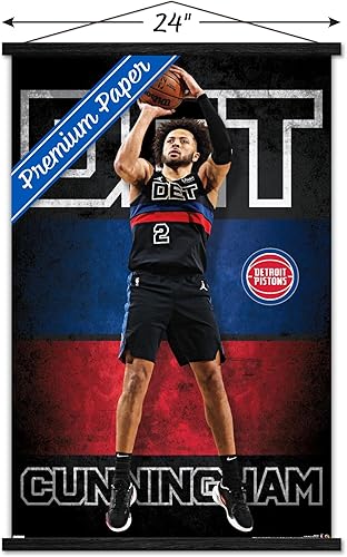 Miniatura 3 de Trends International NBA Detroit Pistons - Póster de pared de Cade Cunningham 23, 22.37 x 34.00 pulgadas, impresión premium y colgador negro