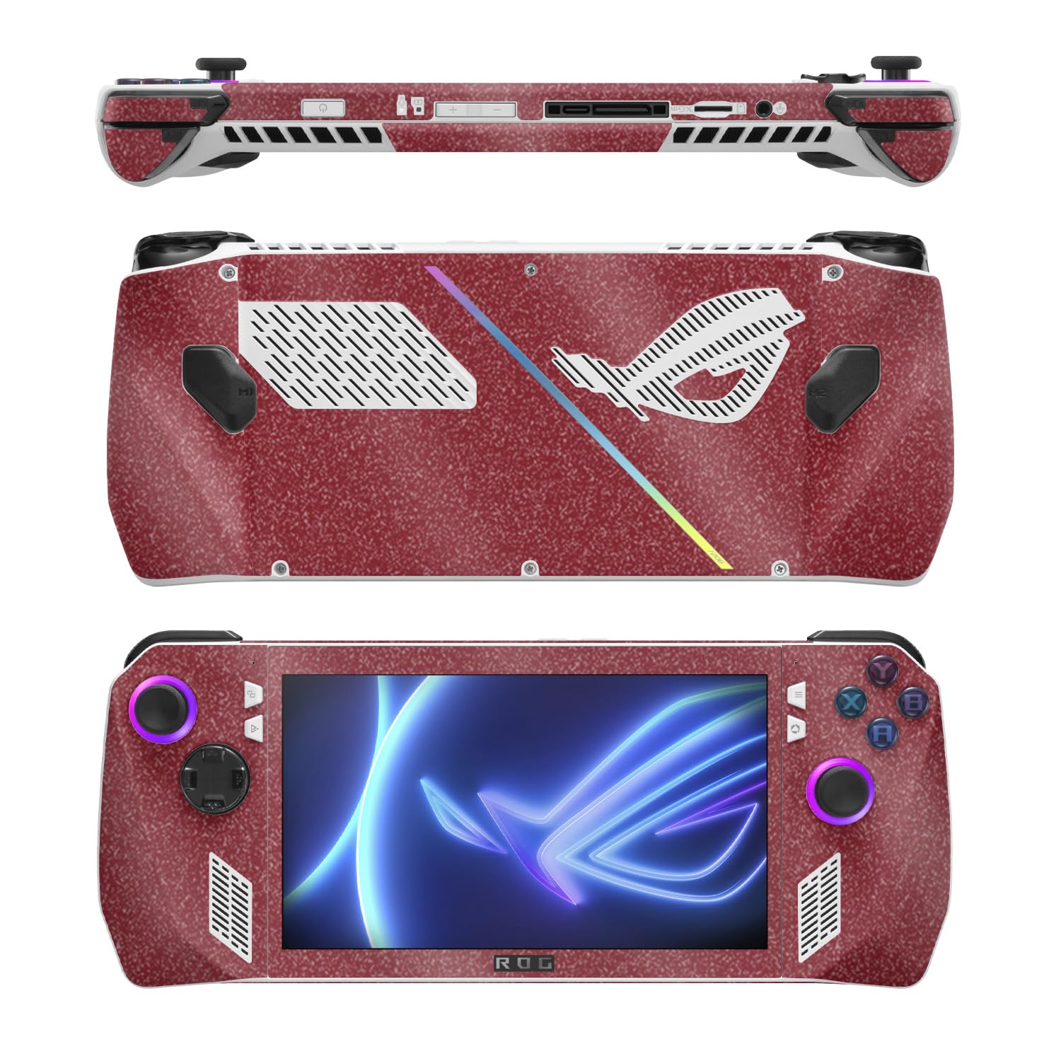MightySkins Glossy Glitter Skin Compatible with Asus ROG Ally - Solid Burgundy | Protective, Durable High-Gloss Glitter Finish | Easy to Apply