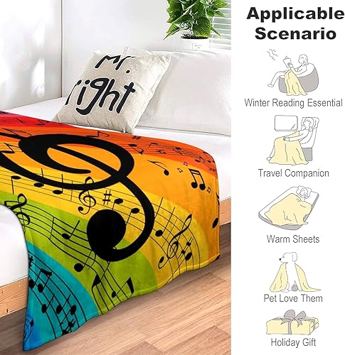 Miniatura 4 de Manta de franela con notas musicales abstractas con piano, para sofá, cama, oficina, todas las estaciones, 60 x 50 pulgadas