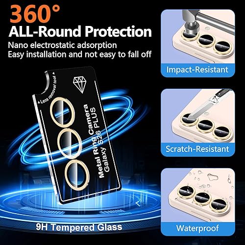 Vista 609 de para Samsung Galaxy Z Flip 7 Protector de Lente de Cámara, Cubierta de Lente de Vidrio Templado con Anillo de Metal Individual, [Fuerte Adhesión] 1