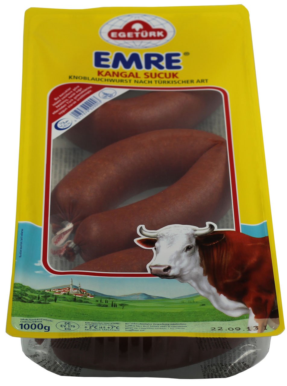 Egetürk Emre Knoblauchwurst 1kg (Egetürk Emre Kangal Sucuk 1000g) - 2er Pack